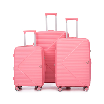  PP Luggage Sets 3 Piece(20/24/28), Expandable Carry On Luggage with TSA Lock Airline Approved, PP materials Hard Shell and Lightweight Suitcase with Spinner Wheels (Pink) 