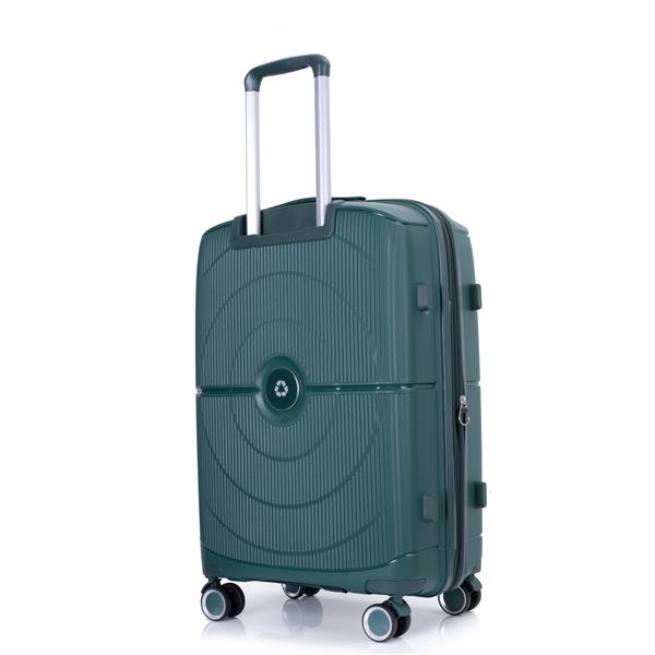 Expandable Hardshell Suitcase Double Spinner Wheels PP Luggage Sets Lightweight Durable Suitcase with TSA Lock,3-Piece Set (20/24/28) , Green