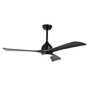 52\\" Ceiling Fan with Lights Remote Control,Quiet DC Motor 3 Blade Ceiling Fans 6 Speed Levels,Reversible Ceiling Fan, for Patio Living Room, Bedroom, Office,Indoor.(Matte Black +Black Walnut )