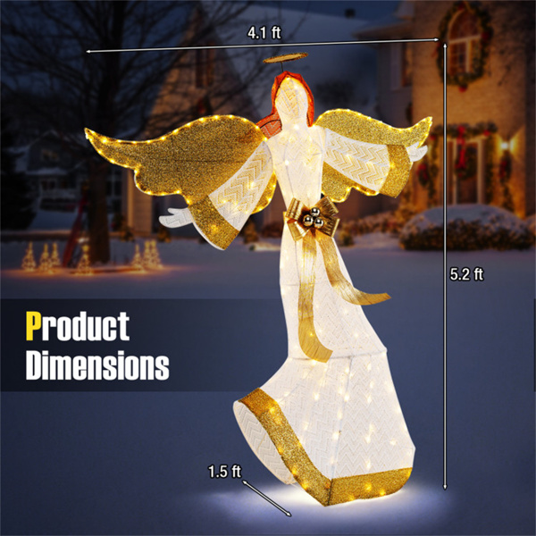 5.2 ft Christmas Pre-Lit Angel with Halo, Christmas Decorations