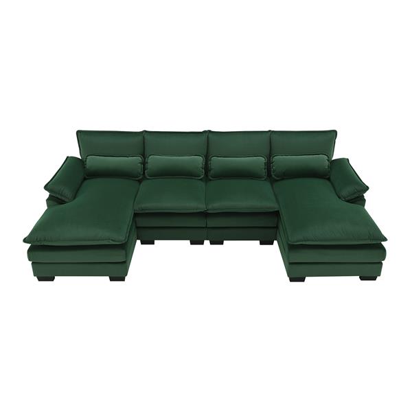 [VIDEO provided][New]110*55" Modern U-shaped Sectional Sofa with Waist Pillows,6-seat Upholstered Symmetrical Sofa Furniture,Sleeper Sofa Couch with Chaise Lounge for Living Room,Apartment,5 Color