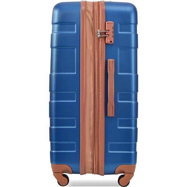 Luggage Sets New Model Expandable ABS Hardshell 3pcs Clearance Luggage Hardside Lightweight Durable Suitcase sets Spinner Wheels Suitcase with TSA Lock 20''24''28''( navy and brown)