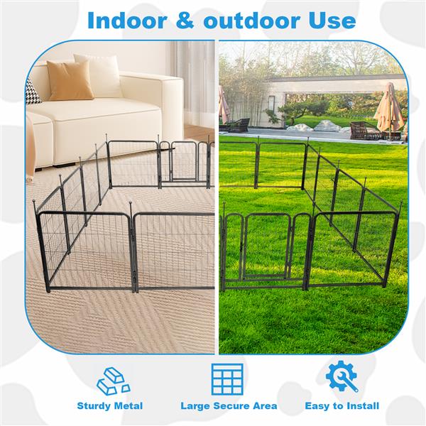 16 Panels Dog Playpen for outdoor,yard,camping,24"Height dog fence with 2 doors.