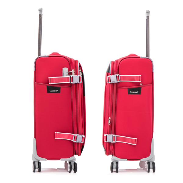 Softside Upright Luggage Set Expandable, Lightweight,4-Piece (20//24/28/32) ,Red