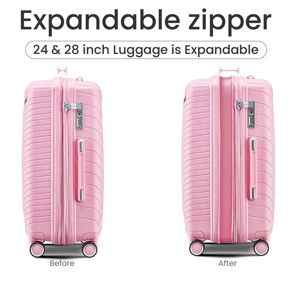 Luggage Sets 4 Piece(14/20/24/28), Expandable Lightweight Suitcase with 4 Double 360 Degrees Mute Spinner Wheels PP Materials Durable TSA Lock Travel Luggage