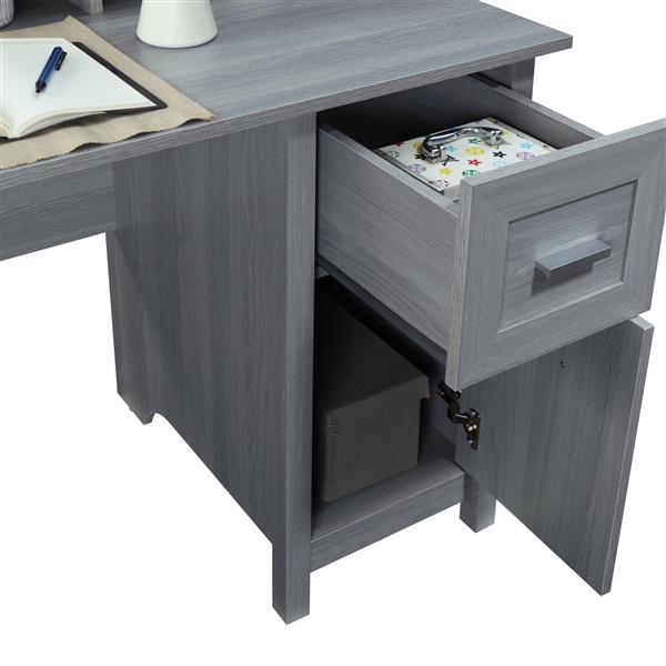 Classic Office Desk with Storage, Grey