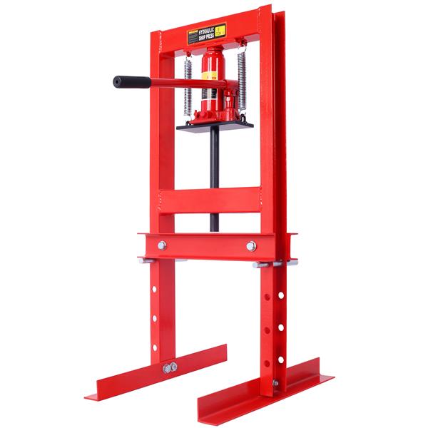 Hydraulic 6 Ton H-Frame Garage Floor Adjustable Shop Press with Plates, 6T,red