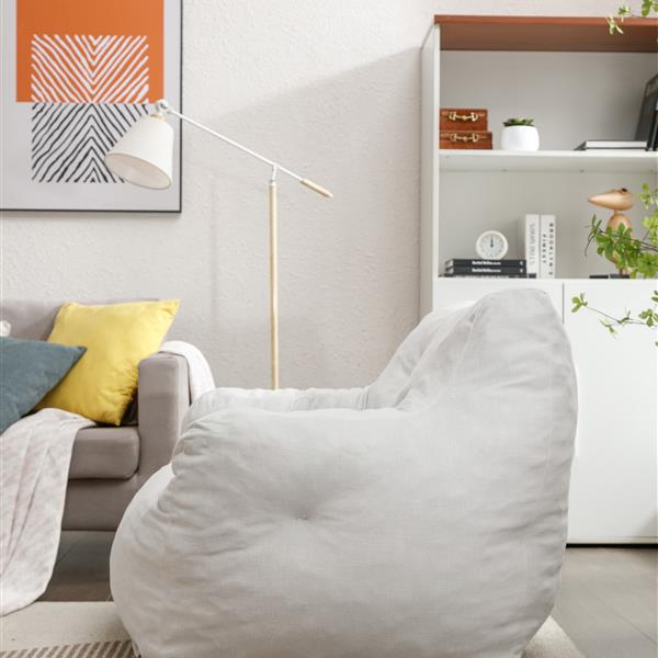 010-Soft Velvet Fabric Bean Bag Chair Filled With Memory Sponge,Ivory