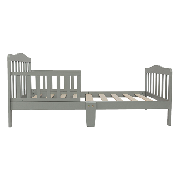 【Old Code:60795047】Wooden Baby Toddler Bed Children Bedroom Furniture with Safety Guardrails Gray