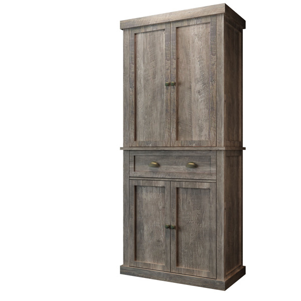 Particleboard veneer vintage grey 4 doors 1 drawer wooden wardrobe N001