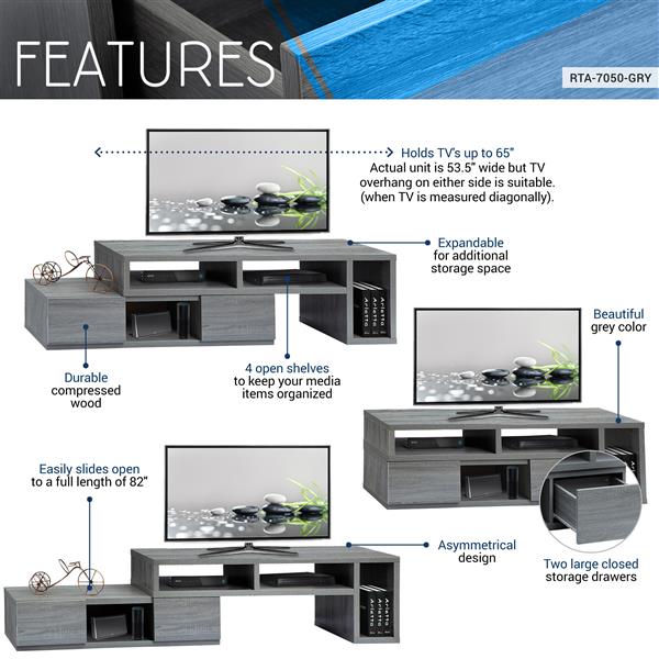 Adjustable TV Stand Console for TV's Up to 65"