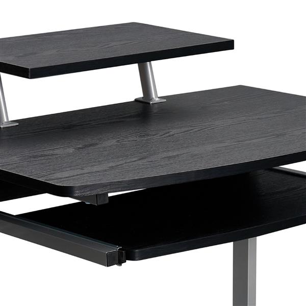 Compact Computer Cart With Storage, Espresso