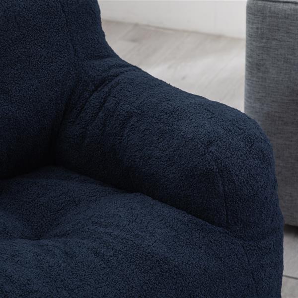 010-Soft Teddy Fabric Tufted Foam Bean Bag Chair With Teddy Fabric Dark Blue