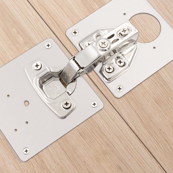 12 Kitchen Cupboard Door Hinge Repair Kit Plate and Fixing Screws Cabinet Hinges