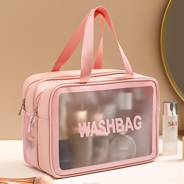 Fashionable Travel Makeup Bag With PVC Lining, Letter Design Handbag Perfect For Gym, Business, Or Travel