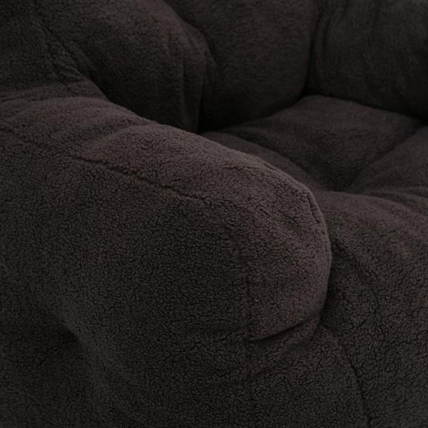 010-Soft Teddy Fabric Tufted Foam Bean Bag Chair With Teddy Fabric Dark Gray