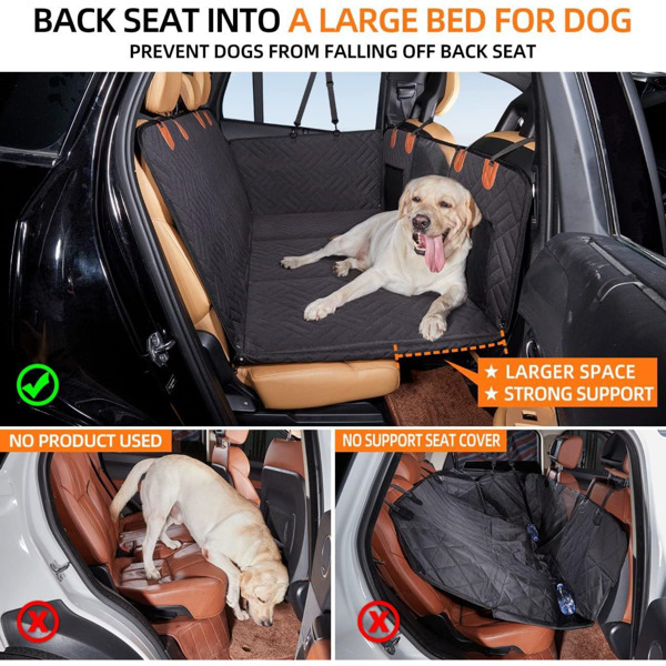 Hard Bottom Car Seat Extender, Dog Car Seat Cover for Back Seat Hard Bottom, Hard Bottom Car Seat Cover, Extender with a Hard Bottom for Large Dogs Keep The Car Clean (black, 3 seat)