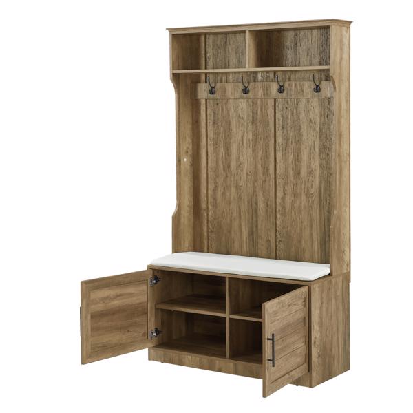  Wood Coat Rack, Storage Shoe Cabinet, with Clothes Hook, with Sponge Pad Product, Multiple Storage Racks, bedroom, porch wardrobe storage rack, Light Colour