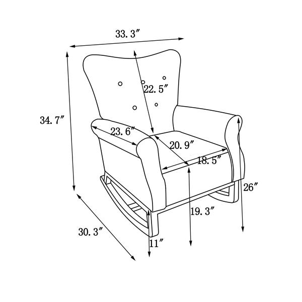 Baby Room High Back Rocking Chair Nursery Chair , Comfortable Rocker Fabric Padded Seat ,Modern High Back Armchair