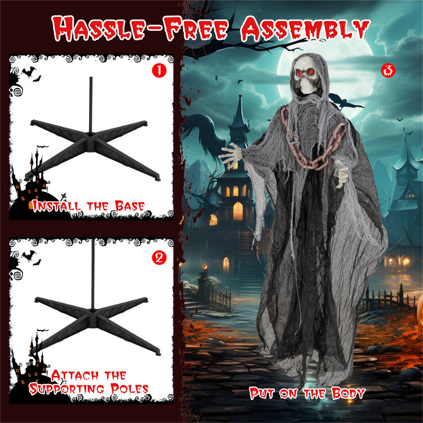 6.4 ft Halloween Standing Grim Reaper Automatic Arm Movement