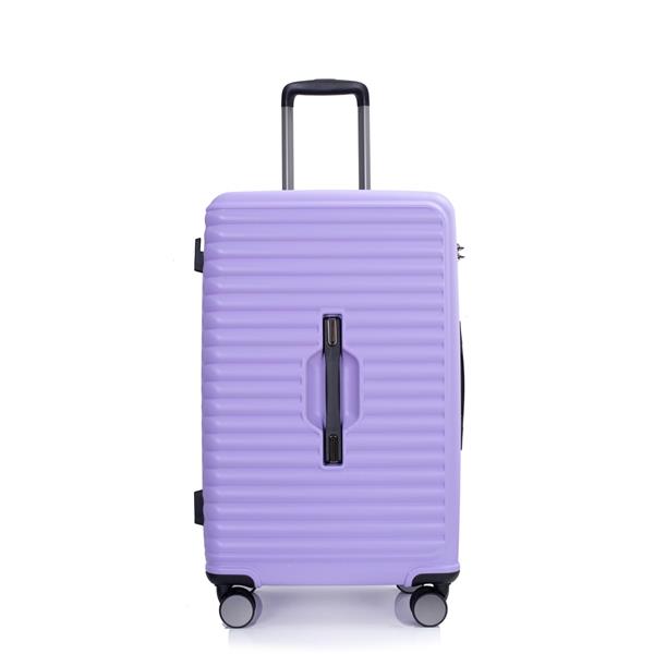 3 Piece Luggage Sets PC+ABS Lightweight Suitcase with Two Hooks, 360° Double Spinner Wheels, TSA Lock, (21/25/29) Light Purple