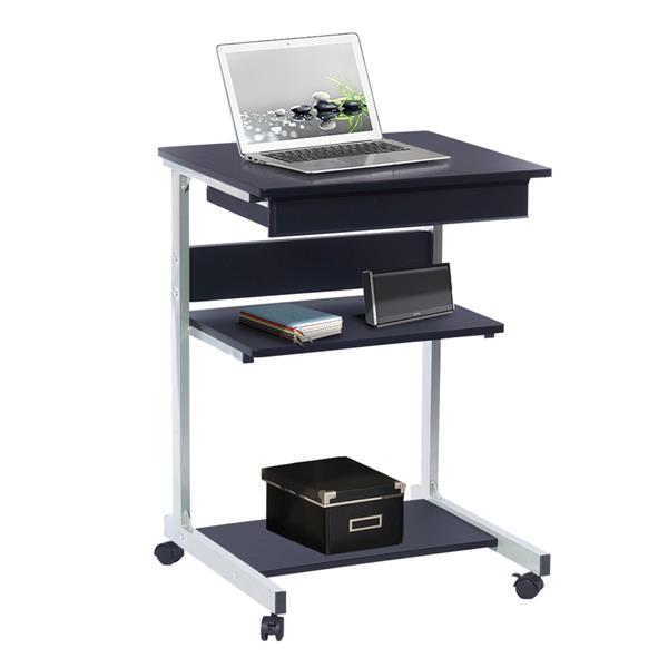 Rolling Laptop Cart with Storage, Graphite