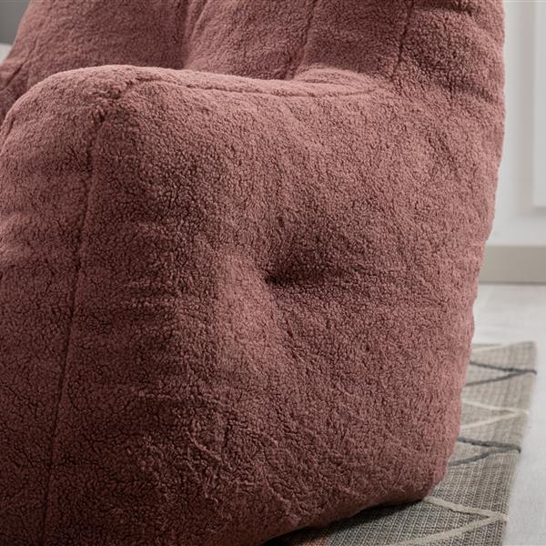 010-Soft Teddy Fabric Tufted Foam Bean Bag Chair With Teddy Fabric Bean Paste Red