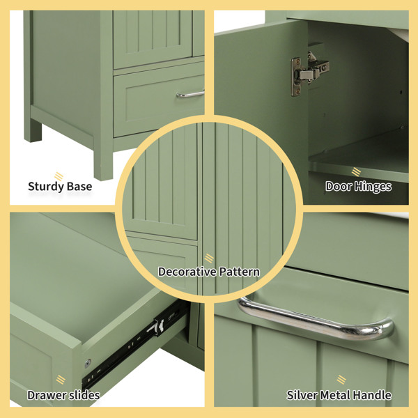 36" Bathroom Vanity with Sink, One Cabinet with Two doors and One Big Drawer and One Flip Drawer, Solid Wood and MDF Board, Green 