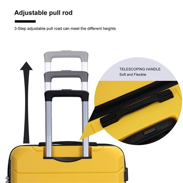 Hardshell Suitcase Spinner Wheels PP Luggage Sets Lightweight Durable Suitcase with TSA Lock,3-Piece Set (20/24/28) ,Yellow