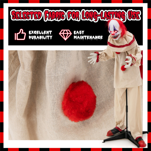 5 FT  Halloween Clown Decoration with Glowing Red Eyes