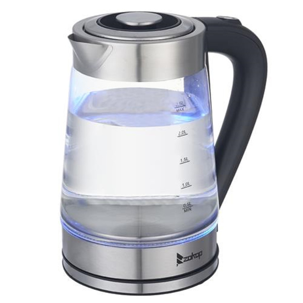 【Old Code:54541827】ZOKOP HD-250 110V 1200W 2.5L Electric Kettle with Blue Glass