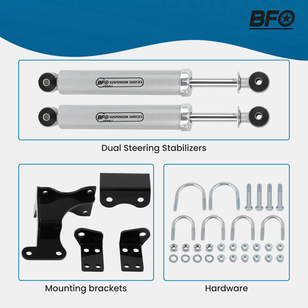 BFO Dual Steering Stabilizer for Jeep Wrangler JK JKU 2007-2018 2"+ Lift Kit 97144602