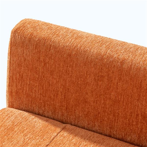 Modern Chenille Arm Chairs for Living Room,Upholstered Mordern Armchair,Comfy Soft Padded Lounge Chair in Small Space, Bedroom, w/Pillow, Solid Wood Leg (Orange)