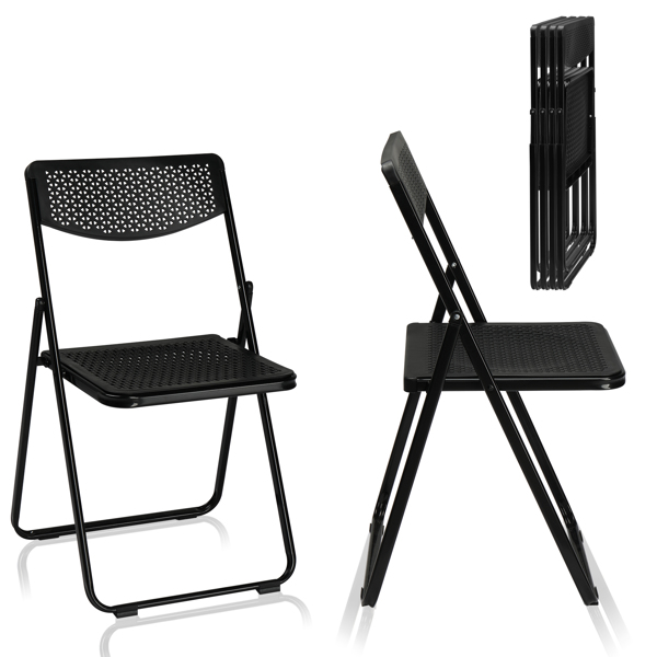 6 Pack Plastic Folding Chairs, Lightweight Stackable Commercial Chairs, Portable Event Seats Indoor Outdoor for Home Event Party Picnic School Wedding, Black