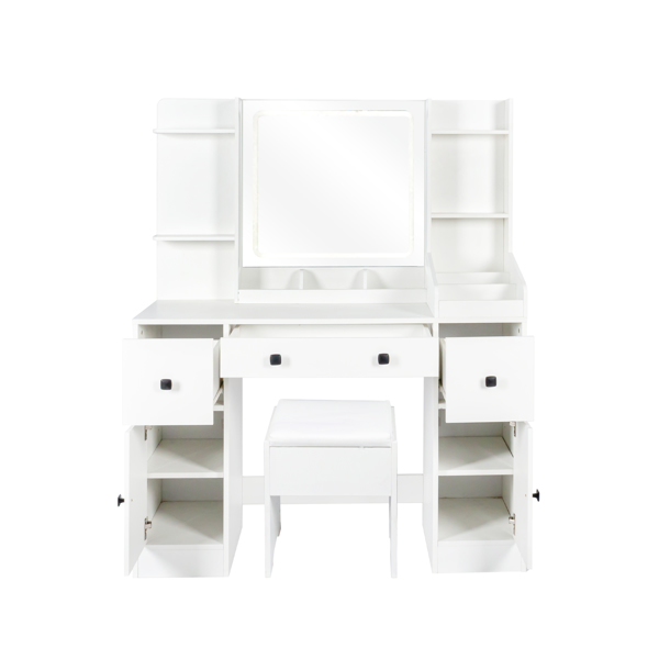 Vanity Desk with Mirror and Lights Makeup Desk with Drawers and Cabinet Vanity Table with Led Light Big Makeup Table 