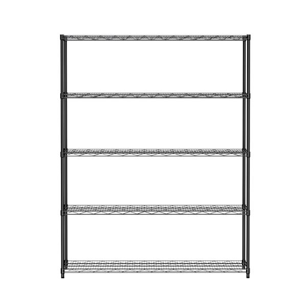 Warehouse, supermarket,kitchen,and other 5-layer heavy-duty adjustable shelves with wheels and adjustable feet,each metal frame bearing 300 pounds.  59.45 "L × 24.02 "W × 71.65 "H,Black.