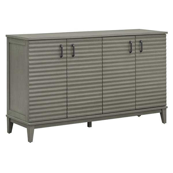 Sideboard with 4 Door Large Storage Buffet with Adjustable Shelves and Metal Handles for Kitchen, Living Room, Dining Room (Antique Gray)