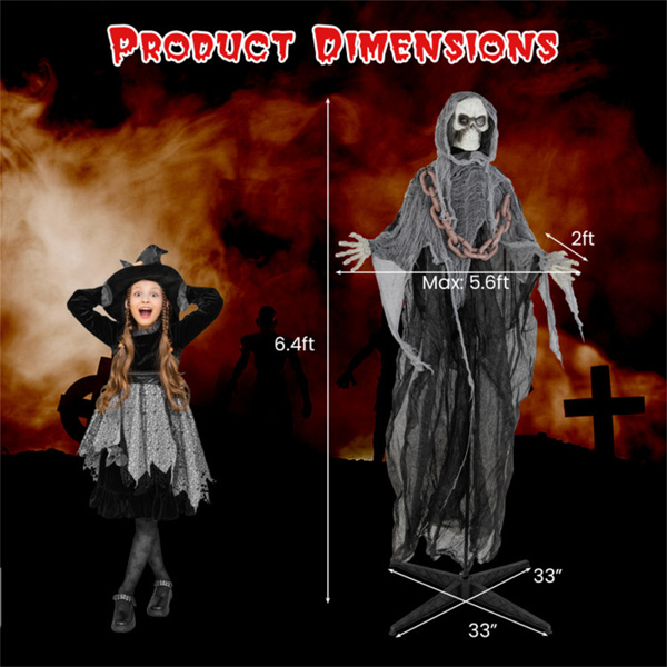 6.4 ft Halloween Standing Grim Reaper Automatic Arm Movement