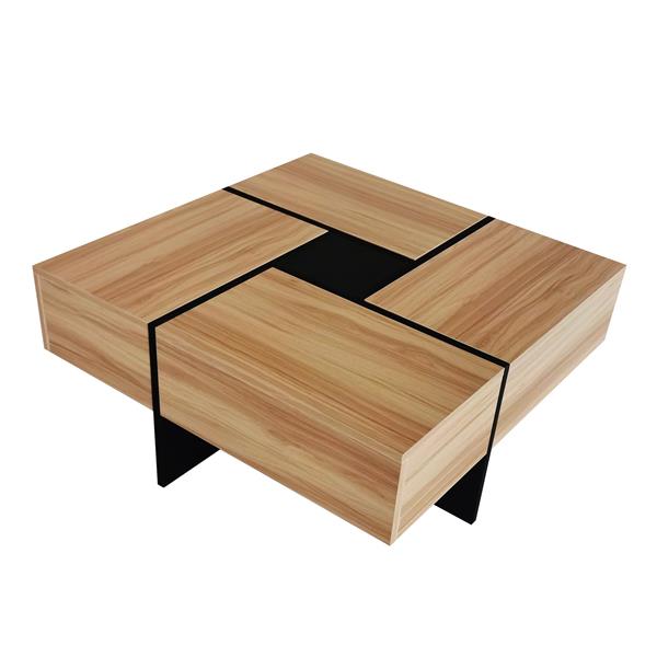 Unique Design Coffee Table with 4 Hidden Storage Compartments, Square Cocktail Table with Extendable Sliding Tabletop, UV High-gloss Design Center Table for Living Room, 31.5"x 31.5"