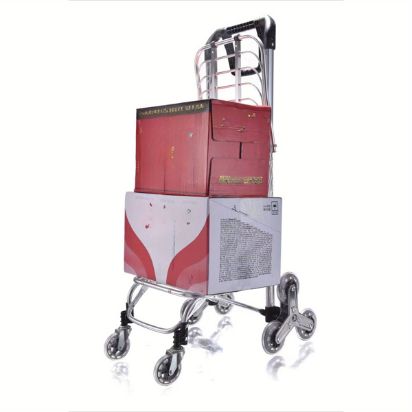 Folding Rolling Cart with Wheels Shopping Cart Portable Trolley Bag, Utility Cart Heavy Duty Stair Carts with Adjustable Bungee Cord and 2 Models Switching Big Volume (8 Wheels no Braking)