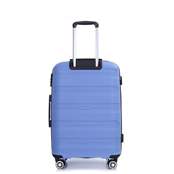 Hardshell Suitcase Spinner Wheels PP Luggage Sets Lightweight Durable Suitcase with TSA Lock,3-Piece Set (20/24/28) ,Purplish Blue