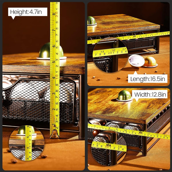 Coffee Capsule Storage Drawer, Coffee Maker Shelf, Countertop Organizer with Sliding Basket for Underneath Coffee Maker, Space Saving Coffee Bean Holder, K-Cup Organizer for Kitchen, Dining Room
