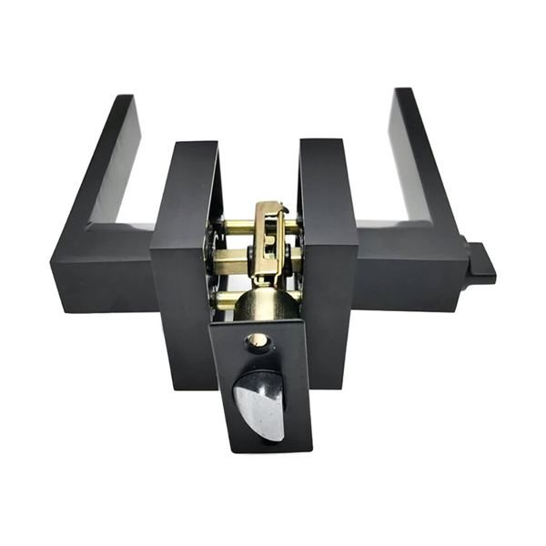 Black Bathroom Internal Door Handles and Latch Lock - Square Door Lever Set UK