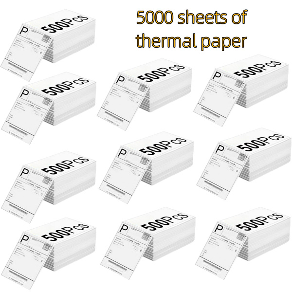 500pcs 4''x6'' Thermal Label Paper White Shipping Label, for Thermal Label Printer, Logistics Label 100x150mm 500 Labels Per Stacking，10pcak(No shipments on weekends, banned from Amazon)