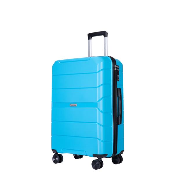 Hardshell Suitcase Spinner Wheels PP Luggage Sets Lightweight Suitcase With TSA Lock,3-Piece Set (20/24/28) ,Light Blue