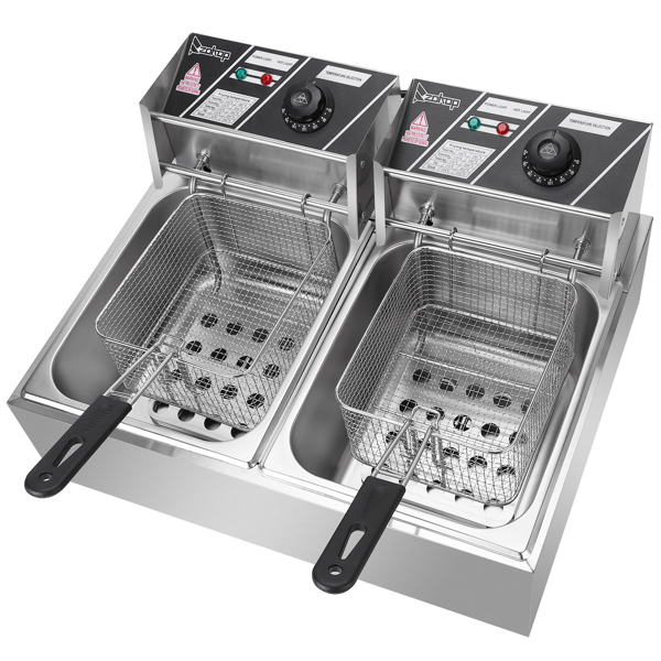 【Old Code-34568414】 EH82 2500W 220-240V 12.7QT/12L Stainless Steel Double Cylinder Electric Fryer UK Plug 