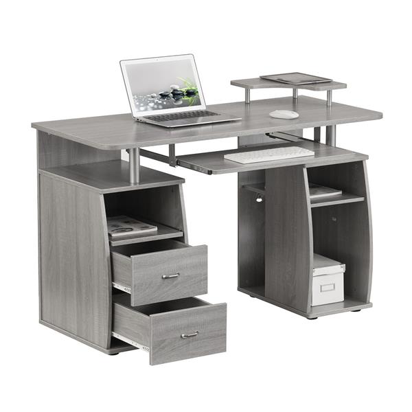 Complete Computer Workstation Desk With Storage, Grey