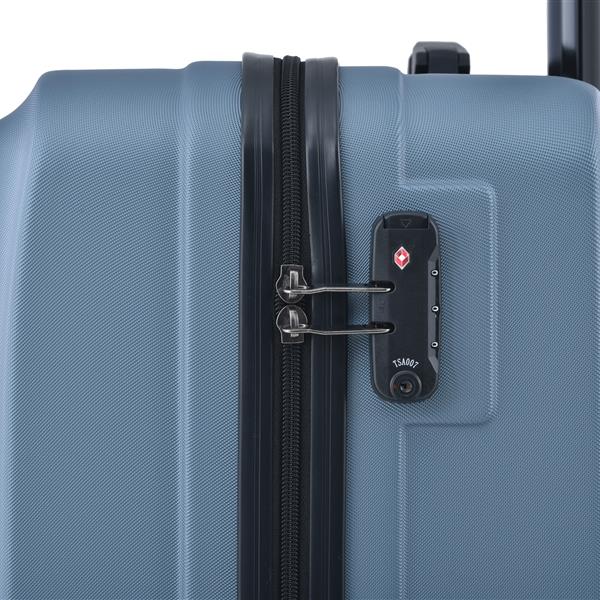 3 Piece Luggage Sets ABS Lightweight Suitcase with Two Hooks, Spinner Wheels, TSA Lock, (20/24/28) Blue