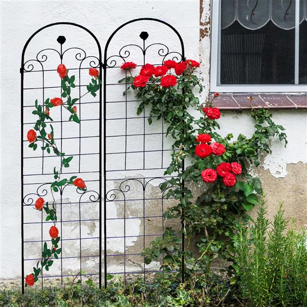 2 Pack Metal Garden Trellis for Climbing Plants Outdoor 86.7'' x 19.7'' Rustproof Plant Support Rose Trellis Netting Trellis Black