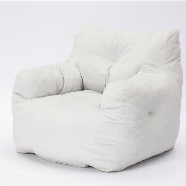 010-Soft Velvet Fabric Bean Bag Chair Filled With Memory Sponge,Ivory